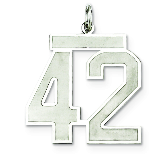 Hail Mary Gifts Jewelry - Sterling Silver/Rhodium-plated Satin Number 42 Charm